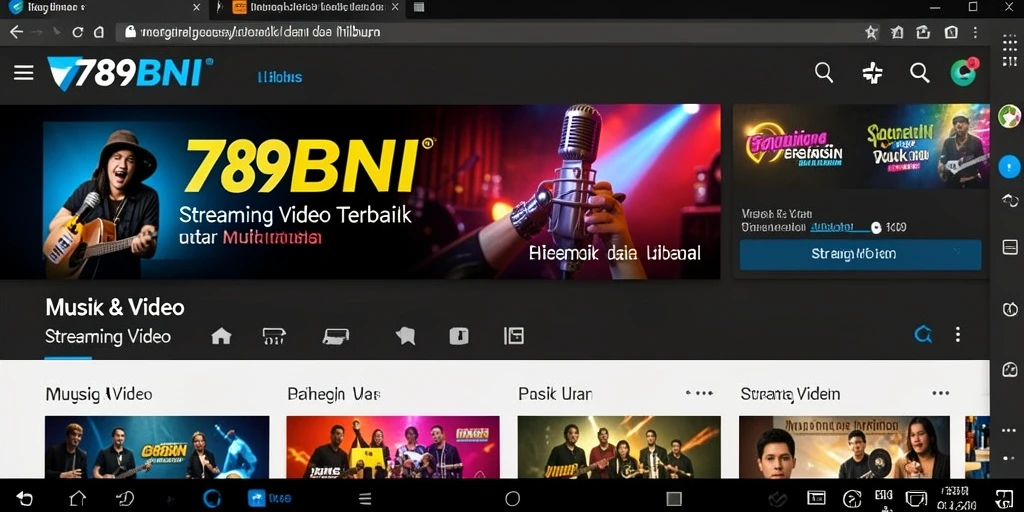 Tampilan antarmuka utama aplikasi 789BNI untuk streaming video.