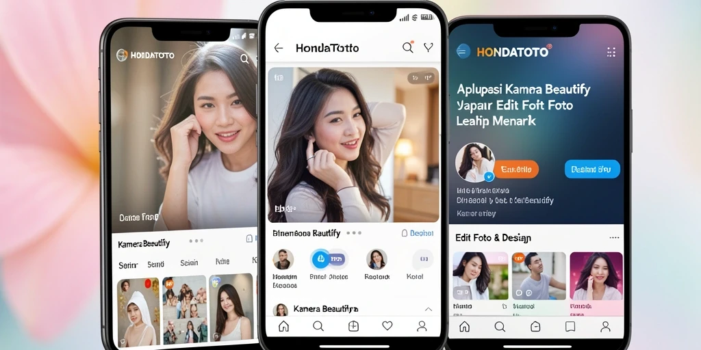 Tampilan antarmuka HONDATOTO aplikasi Kamera Beautify yang intuitif.
