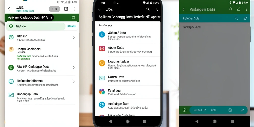 Antarmuka aplikasi JJ62 untuk cadangan data yang mudah digunakan.