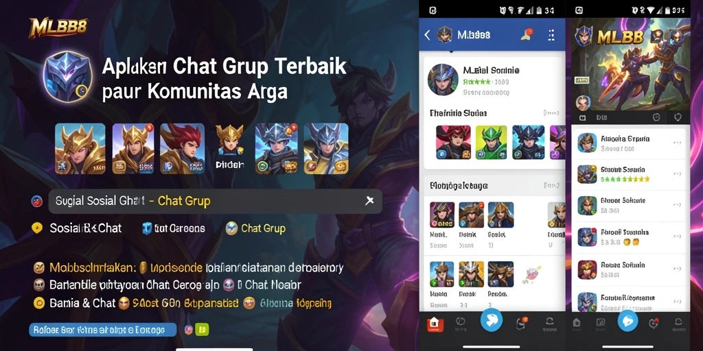 Tampilan antarmuka aplikasi Chat Grup MLBB8 yang user-friendly.