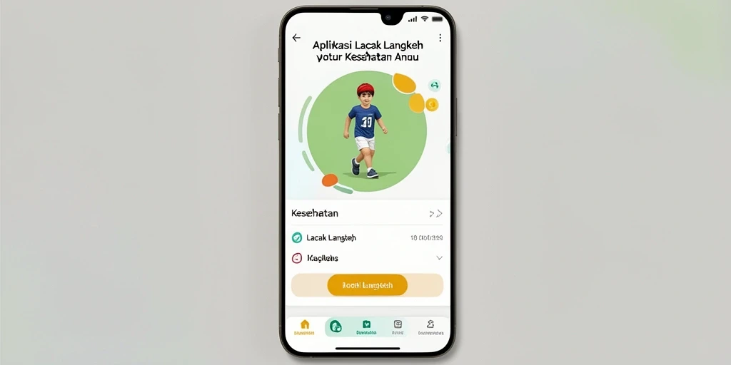 Antarmuka aplikasi PG11 yang menampilkan pelacakan langkah.